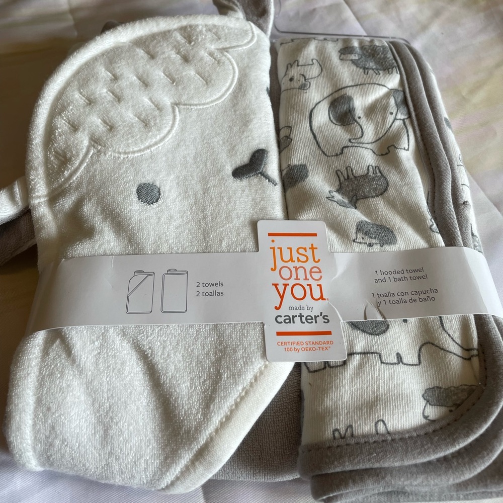 Just one you made by Carter’s. 2 towel set  1 hooded towel 1 bath towel for baby